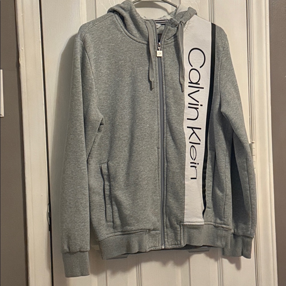 Calvin Klein Grey Zip Hoodie – Medium